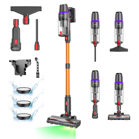 TechRise Cordless Vacuum Cleaner for Home, Powerful Suction Stick Vacuum with Tangle-Free Brush, Up to 60 Min Runtime, 8-in-1 Versatile & Self-Standing for Hardwood Floors, Carpets