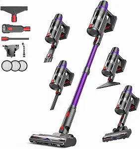 TechRise SV001 Cordless Stick Vacuum – 60-Min Long Runtime, Self-Standing Design, Anti-Tangle Pet Hair Vacuum [DE Version]