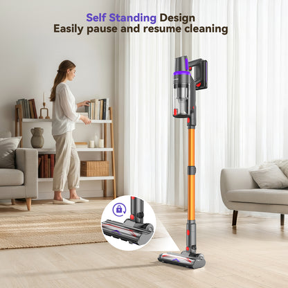 TechRise Cordless Vacuum Cleaner for Home, Powerful Suction Stick Vacuum with Tangle-Free Brush, Up to 60 Min Runtime, 8-in-1 Versatile & Self-Standing for Hardwood Floors, Carpets