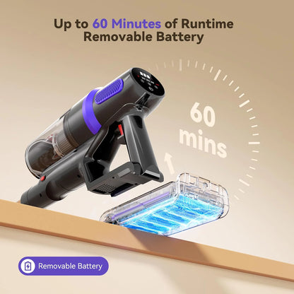 TechRise SV001 Cordless Stick Vacuum – 60-Min Long Runtime, Self-Standing Design, Anti-Tangle Pet Hair Vacuum