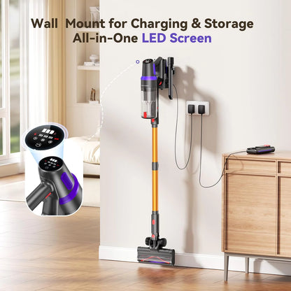 TechRise SV001 Cordless Stick Vacuum – 60-Min Long Runtime, Self-Standing Design, Anti-Tangle Pet Hair Vacuum