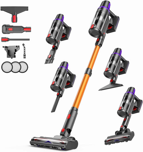 TechRise SV001 Cordless Stick Vacuum – 60-Min Long Runtime, Self-Standing Design, Anti-Tangle Pet Hair Vacuum