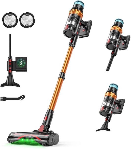 TechRise T10 Cordless Stick Vacuum – 70-Min Long Runtime, Smart Touchscreen, Self-Standing Design for Carpets