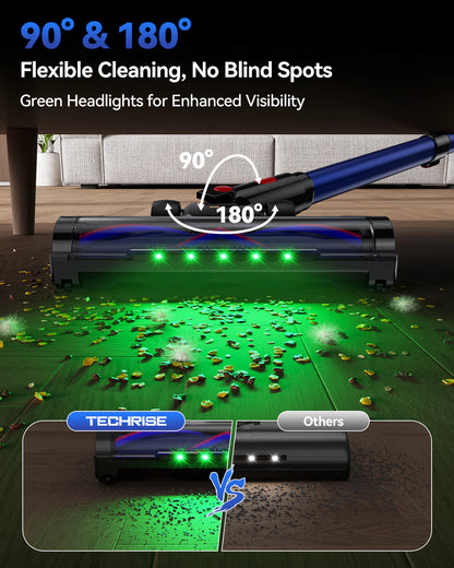 TechRise T11 Cordless Stick Vacuum – 550W Motor, 45kPa Ultra Suction, 60Mins Runtime