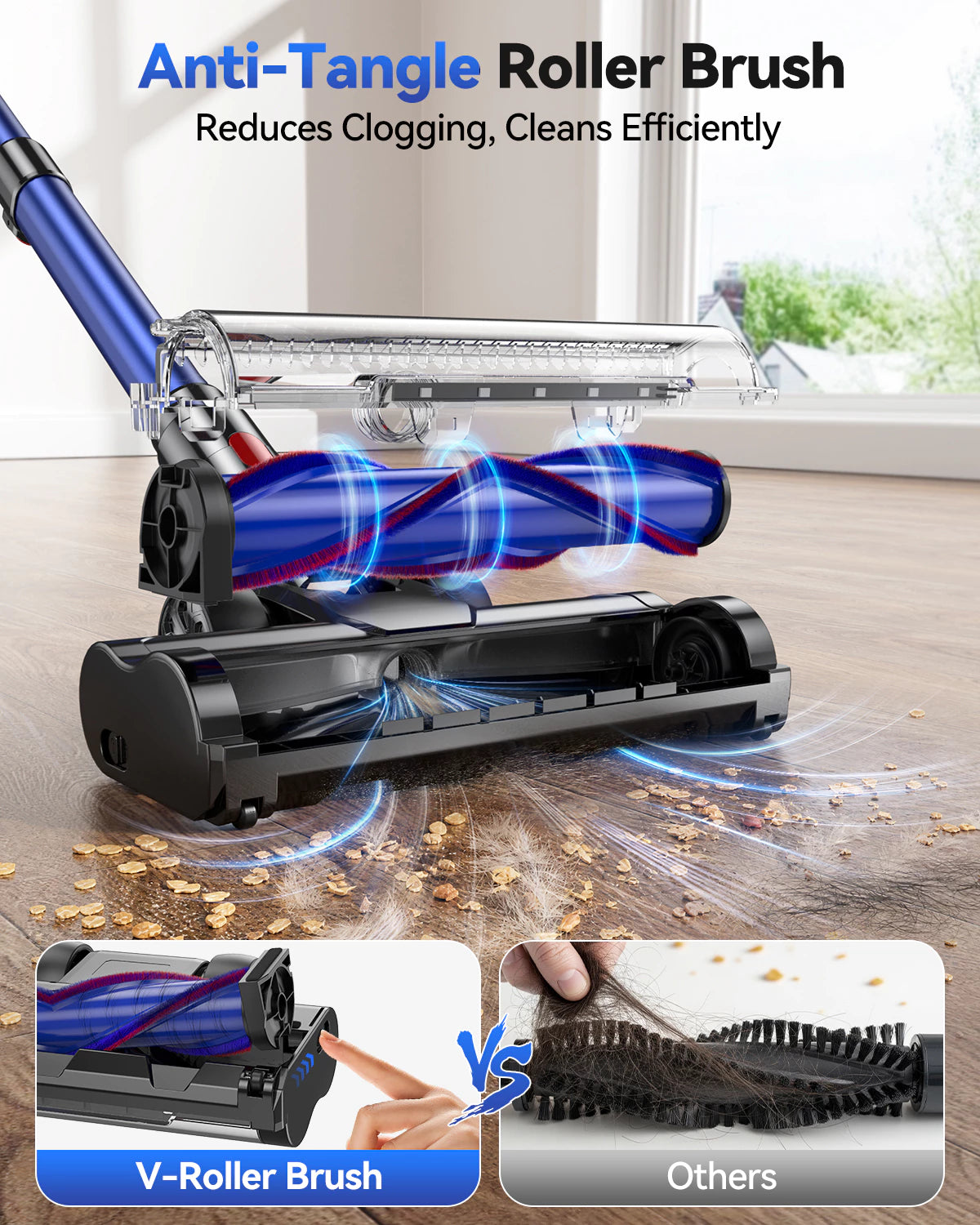 TechRise T11 Cordless Stick Vacuum – 550W Motor, 45kPa Ultra Suction, 60Mins Runtime